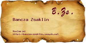 Bancza Zsaklin névjegykártya